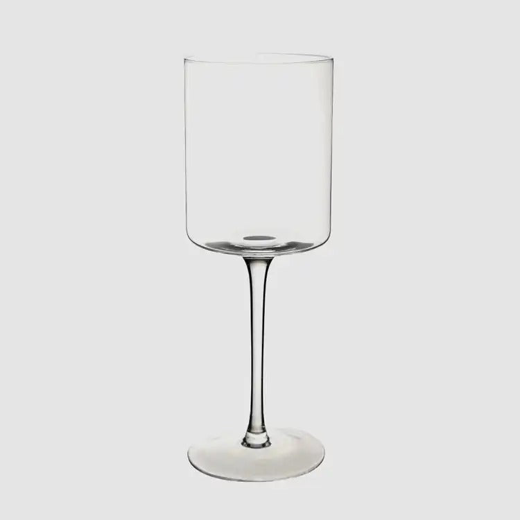 Crystal Wine Glass Set of 6 15oz Hand Blown Square Design Elegant Lead-Free Crystal Glasses