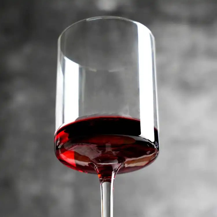 Crystal Wine Glass Set of 6 15oz Hand Blown Square Design Elegant Lead-Free Crystal Glasses