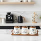 Arabic Ceramic Jar Set – Tea, Coffee & Sugar Storage Containers with Wooden Lids & Tray – 3 Pcs