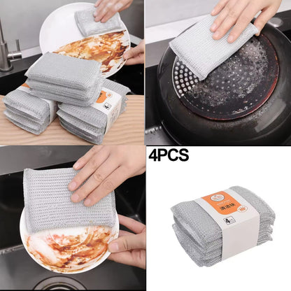 Non-Scratch Kitchen Cleaning Scrub Pads – Heavy Duty Dish Washing Sponge (4 Pcs)