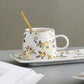 Luxury Floral Ceramic Coffee Mug with Serving Tray – Premium Tea & Coffee Gift Set