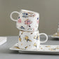 Luxury Floral Ceramic Coffee Mug with Serving Tray – Premium Tea & Coffee Gift Set