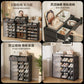 Curtain Shoe Rack with Double Drawer Multi-Layer Dustproof Shoe Storage Cabinet