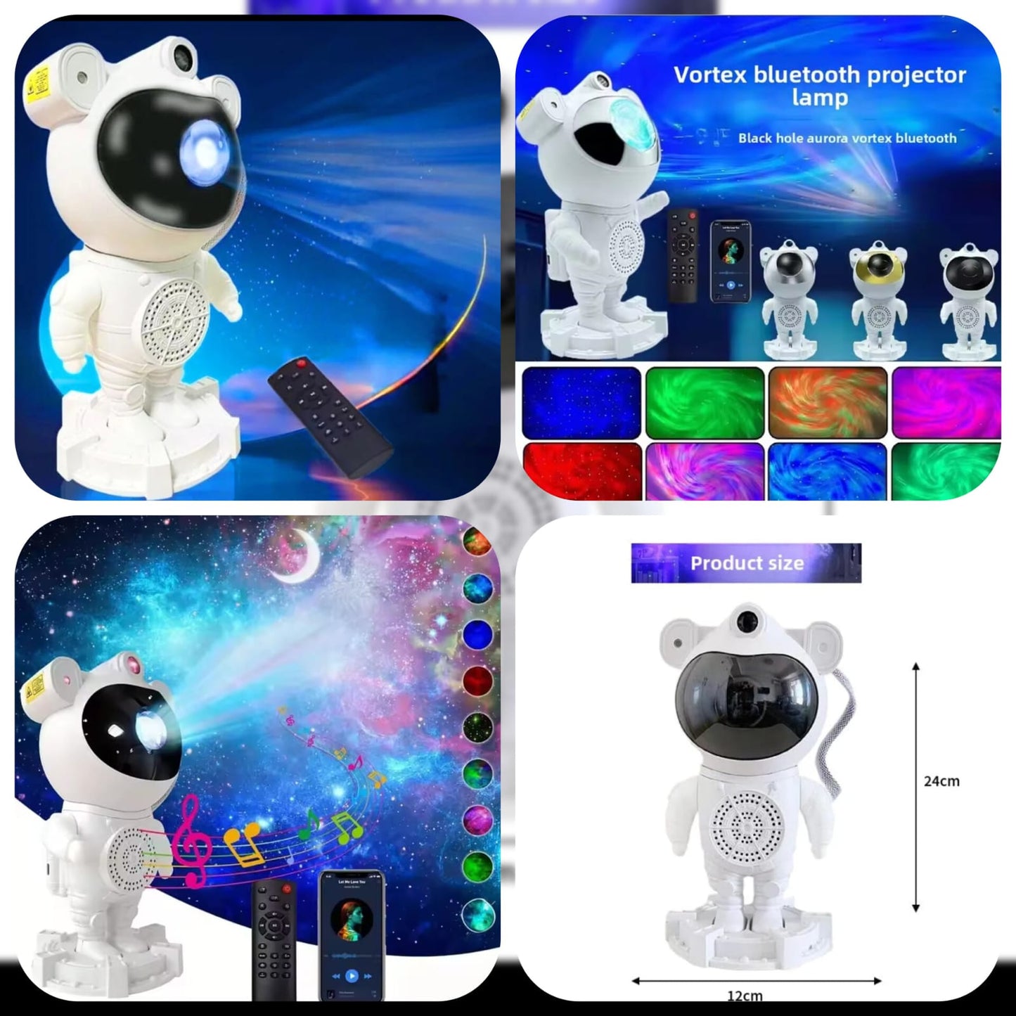 Astronaut Galaxy Projector with Bluetooth Speaker, Aurora Night Light & Remote Control