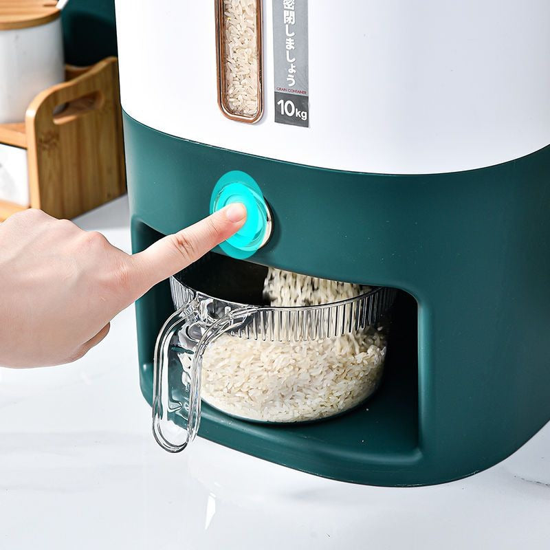 10kg Rice Dispenser with Visible Level Window & Push-Button Dispensing – Modern Kitchen Storage Container