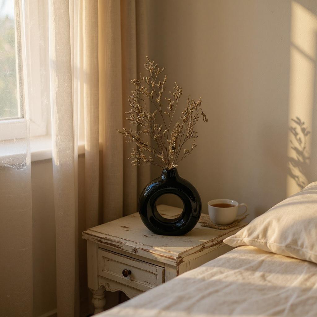 Oval Ceramic Modern Donut Vases Minimalist Decorative Flower Vase