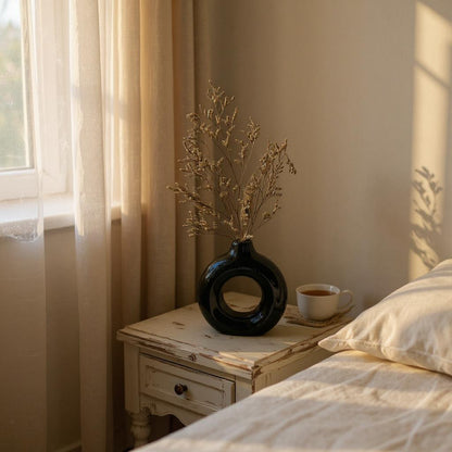 Oval Ceramic Modern Donut Vases Minimalist Decorative Flower Vase