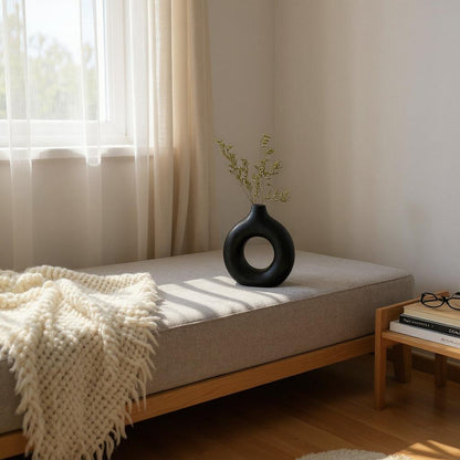 Oval Ceramic Modern Donut Vases Minimalist Decorative Flower Vase