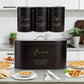 Luxury Matte Black Tea Coffee Sugar Bread Storage Canister Set – Modern Kitchen Organizer
