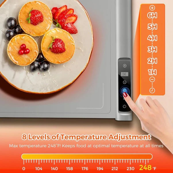 Luxury Rechargeable Electric Food Warming Tray – Cordless Smart Hot Plate with 8H Timer