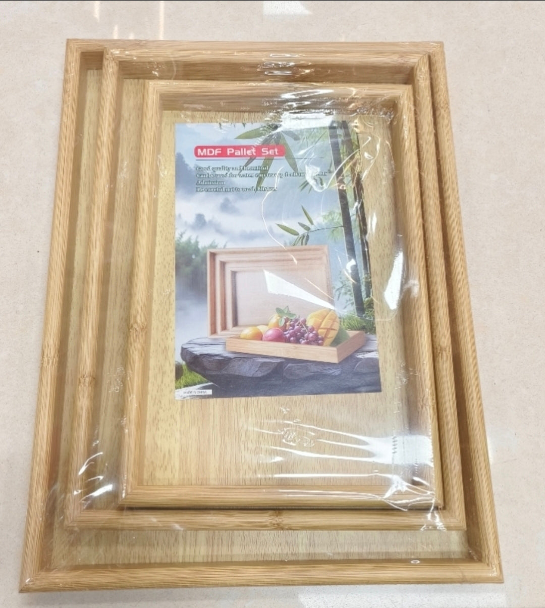 Premium 3-Piece Wooden Serving Tray Set