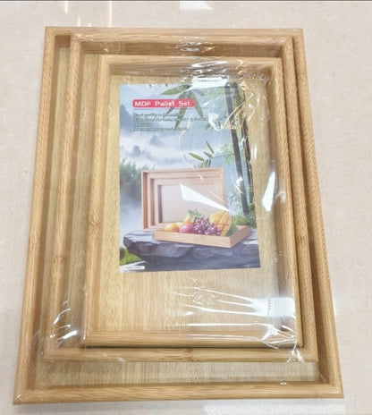 Premium 3-Piece Wooden Serving Tray Set