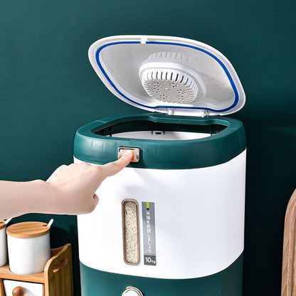 10kg Rice Dispenser with Visible Level Window & Push-Button Dispensing – Modern Kitchen Storage Container