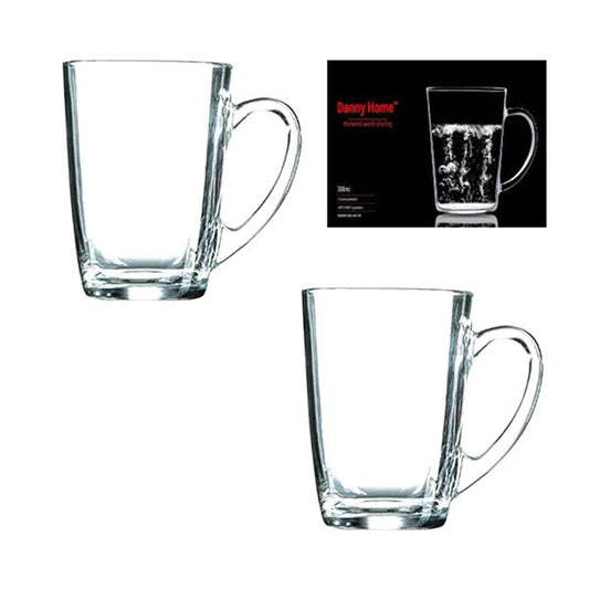 Danny Home Elegant Glass Cup Collection – 2-Piece Set, 300ml Stylish Everyday Drinkware