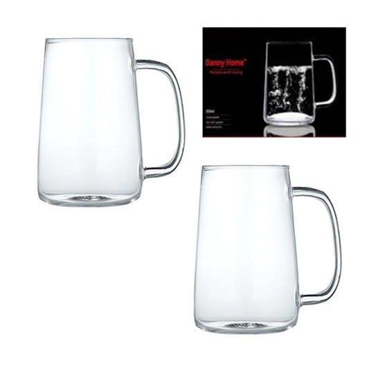 Danny Home Contemporary Glass Cup Set – 2-Piece Collection, 300ml Premium Drinkware