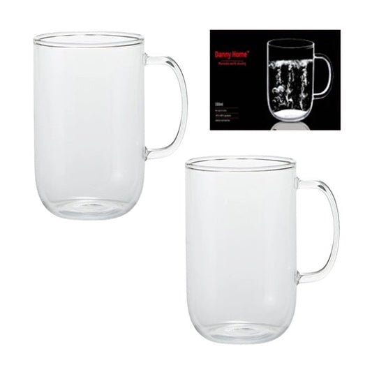 Danny Home Elegant Glass Cup Collection – 2-Piece Set, 330ml Stylish Everyday Drinkware