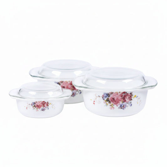 Danny Home Premium 3-Piece Casserole Set with 1L, 1.5L & 2.5L Sizes