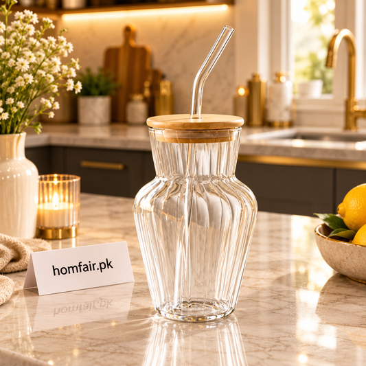 Luxury Ripple Glass Sipper 450ml with Aesthetic Wavy Design