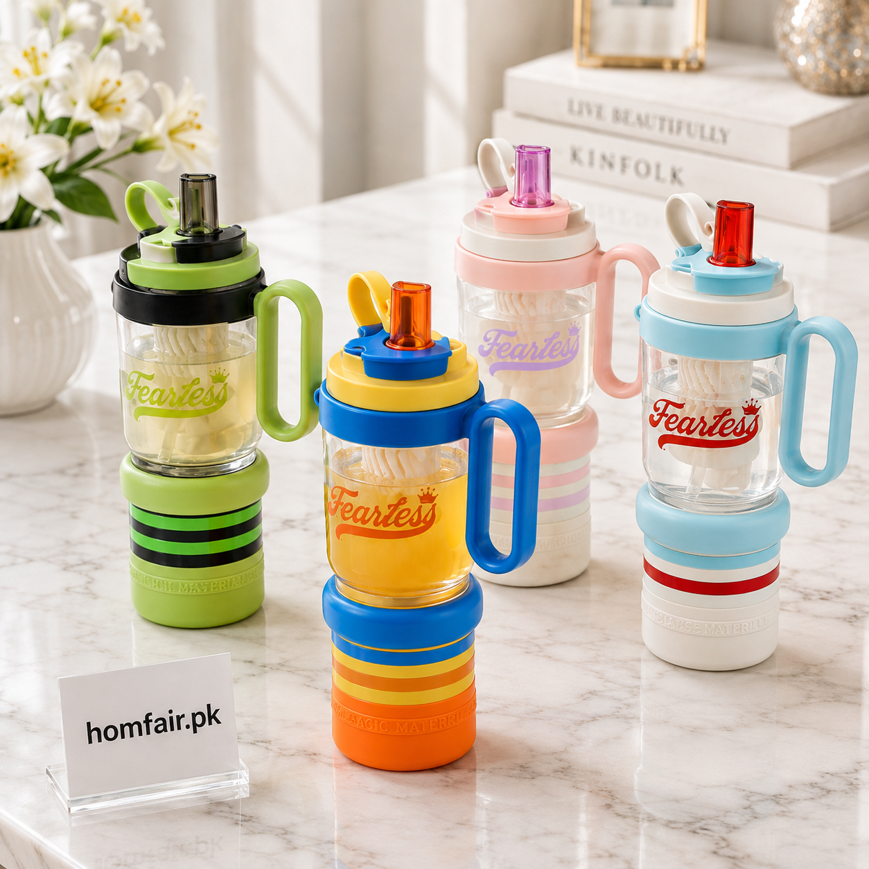 2500ml Multifunction Sports Water Bottle with Handle & Straw