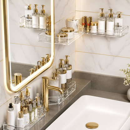 Wall Mounted Acrylic Bathroom Organizer Shelf