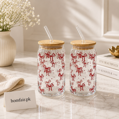 Premium Straw Glass Set of 2 – 500ml Elegant Cold Drink Glasses