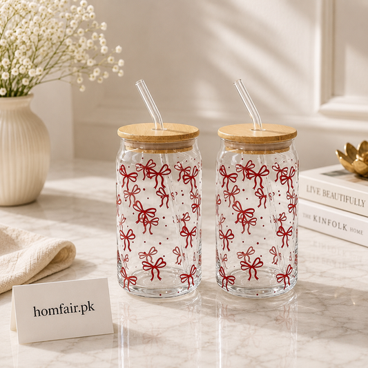 Premium Straw Glass Set of 2 – 500ml Elegant Cold Drink Glasses