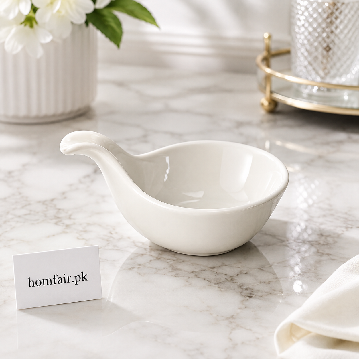 Premium Ceramic Sauce Bowl with Handle – 4.75 Inch