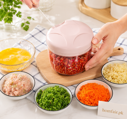 Premium Manual Pull-String Vegetable Chopper & Quick Mincer