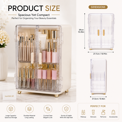 Premium Crystal Clear Makeup Organizer Cabinet