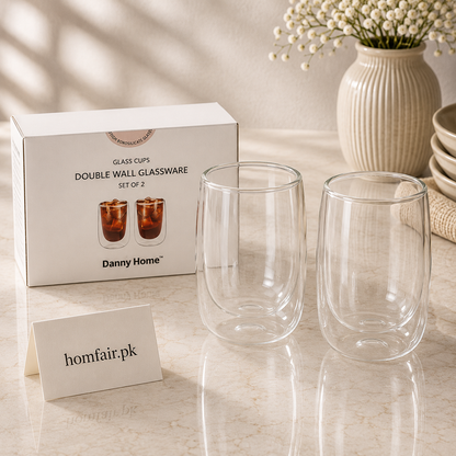 Premium Double Wall Glass Set of 2 – Insulated Tea, Coffee & Beverage Glasses