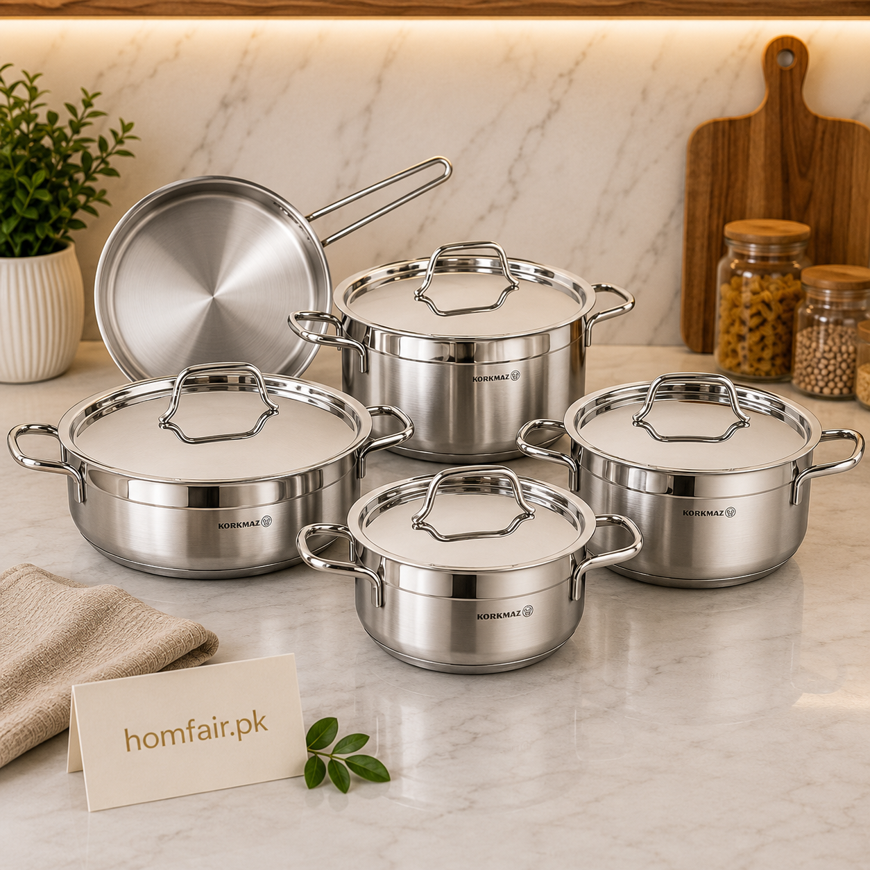 Korkmaz Alfa 9-Piece Cookware Set – Premium Stainless Steel Cookware Set