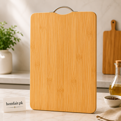 Premium Bamboo Cutting Board with Stainless Steel Handles