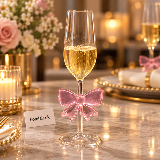 Elegant Pink Bow Champagne Flute Glass for Celebrations