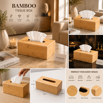 Premium Bamboo Tissue Box Holder – Elegant & Functional