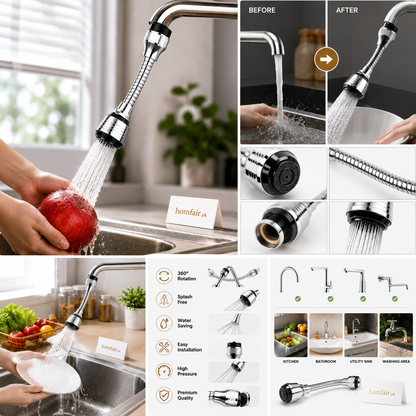 360° Flexible Faucet Sprayer Extension – Rotating Sink Tap Nozzle