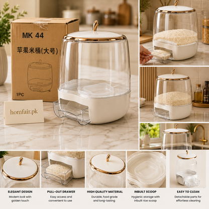 Premium Airtight Rice Storage Dispenser – Large Capacity Grain Container