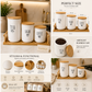 3-Piece Ceramic Kitchen Storage Jar Set with Bamboo Lids & Wooden Tray