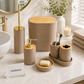 Luxury Bathroom Accessories Set with Bamboo Lid – 6 Piece Modern Bathroom Organizer