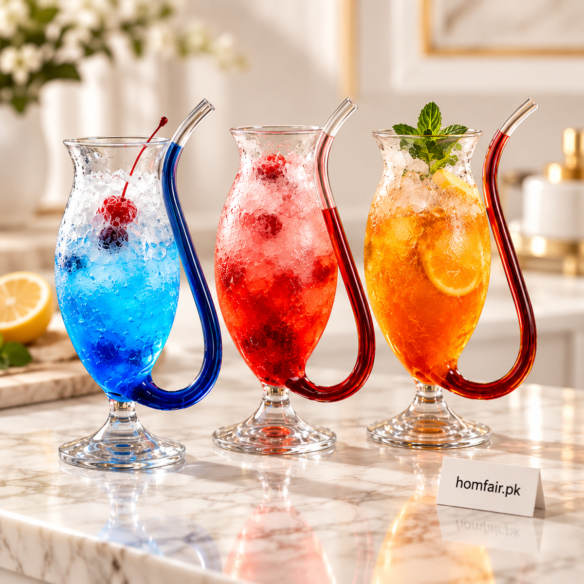 Curved Straw Cocktail Glass 320ml for Stylish Cold Drinks