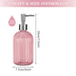 Glass Soap Dispenser Bottles with Silver Pump, 400ml Refillable Vertical Stripe Design (Random Colours)