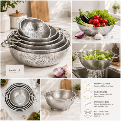 6-Piece Premium Stainless Steel Mesh Colander Set