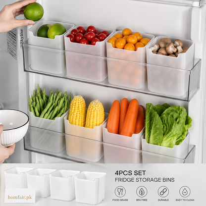 4-Piece Refrigerator Door Storage Bin Set for Fruits & Vegetables (4pcs)