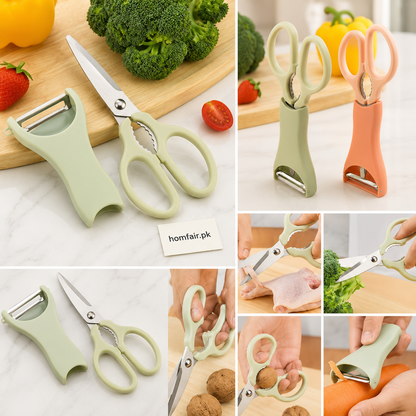 2-in-1 Kitchen Scissors & Vegetable Peeler Set Multipurpose Kitchen Tool