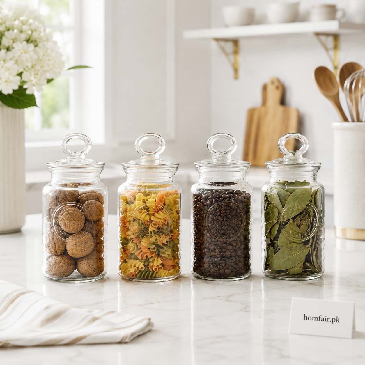 Limon 4-Pcs Rustic Design Handmade Glass Canister Set
