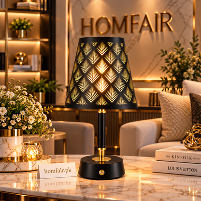 Noir Leaf Glow Metal Table Lamp