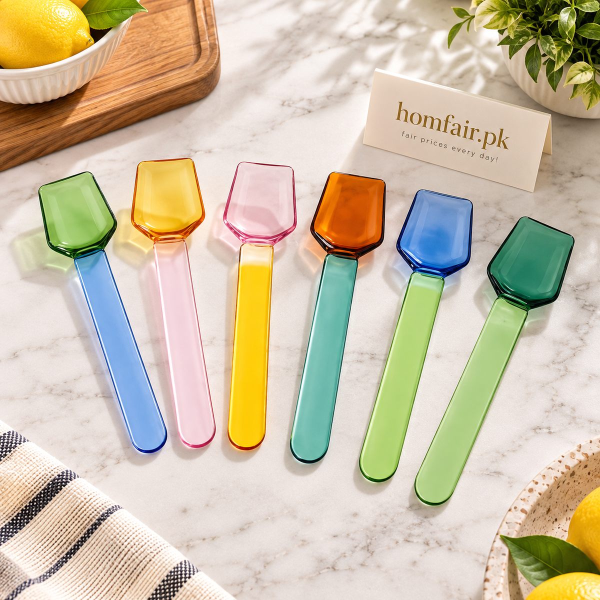 Danny Home Premium Glass Spoon Set – Practical Kitchen Essential for 6-piece set for Everyday Use