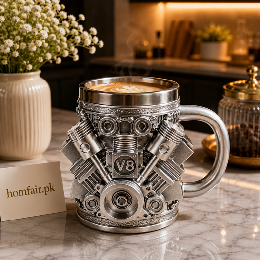 V8 Engine Coffee Mug with Stainless Steel Rim