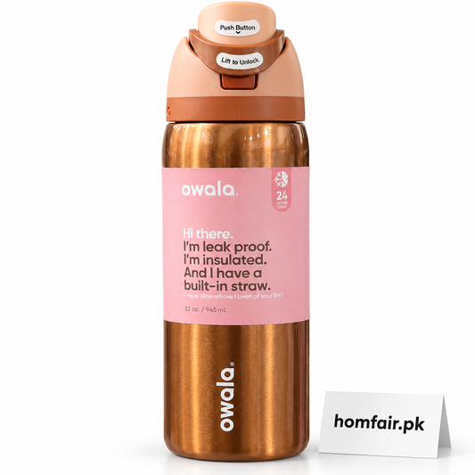 Owala FreeSip 32oz Metallic Bronze Insulated Water Bottle with Built-In Straw & Locking Lid