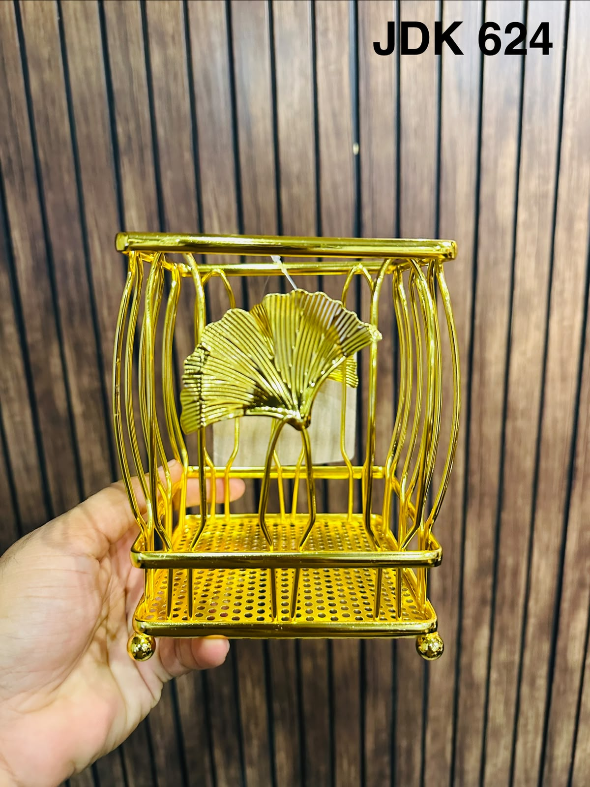 Luxury Golden Cutlery Holder with Leaf Design