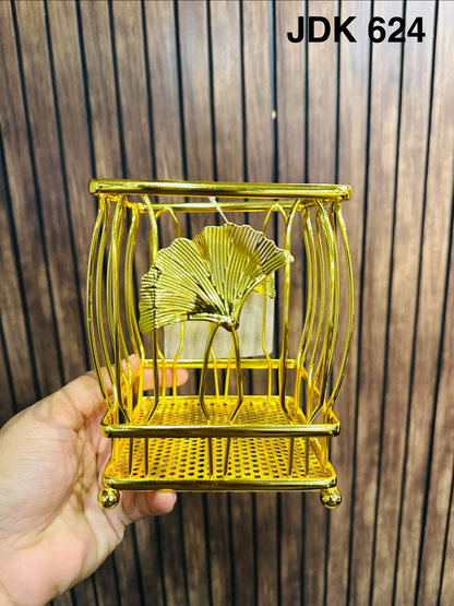 Luxury Golden Cutlery Holder with Leaf Design